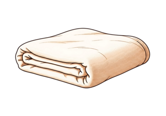 A folded blanket, rendered in a light beige and subtle shading, displayed against a dark background.