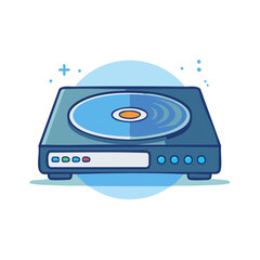 Fototapeta premium Stylized DVD Player Flat Vector Graphic Design with Simple Blue Color Palette