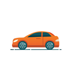 Fototapeta premium Orange car illustration with simple graphic style conveying modern automotive design on white
