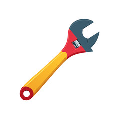 Colorful illustration of adjustable wrench, repair tool isolated on white