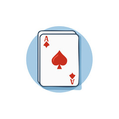 Obraz premium Aces of Spades playing cards deck depicting stylized red spades and diamonds icon on a light blue background