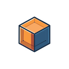 Obraz premium Geometric Cube Form with Orange Interior and Blue Exterior in Isometric Perspective