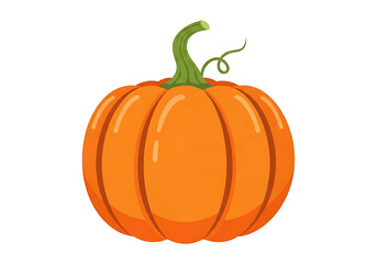 A vibrant, cartoonish image depicts a single, ripe pumpkin against a stark black background.