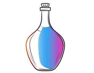 Colorful potion bottle illustration with gradient fill and sketch outline style