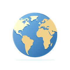 Fototapeta premium Illustration of planet Earth showing continents of Americas, Europe, Africa and part of Asia