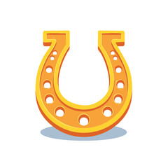 Golden Horseshoe Depicting Good Luck and Fortune Symbol Icon