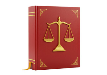 Isolated Law Book with Scales of Justice Symbolizing Legal System