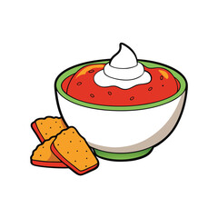 Delicious chili bowl with creamy sour cream and crunchy crackers served on the side for a satisfying meal