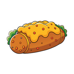 Delicious crusty roll with savory meatballs and melted cheese on a clean white background illustration