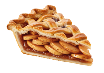 A delectable slice of warm  pie, showcasing a lattice-top crust and glistening filling, bathed in warm, inviting colors.