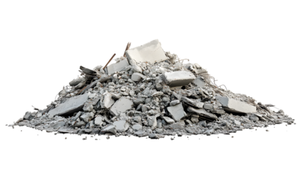 Pile of Concrete Debris and Rebar from Demolition