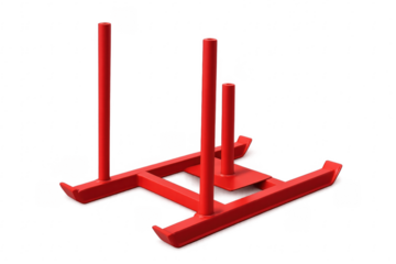 Red sled push trainer isolated on transparent background for fitness training