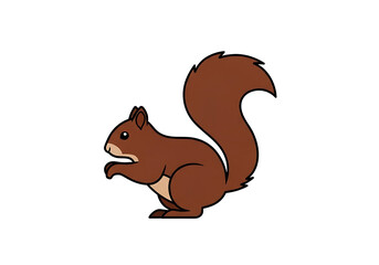 A simple, stylized illustration of a squirrel, outlined in brown, against a black background.