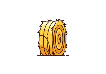 A stylized depiction of a hay bale, presented in warm golden hues against a stark black background.