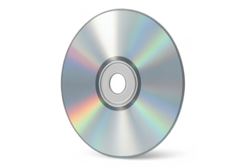 Compact Disc on Transparent Background Reflecting Rainbow Colors