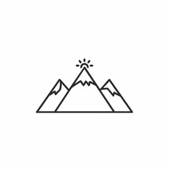 Sun over three mountain peaks vector illustration