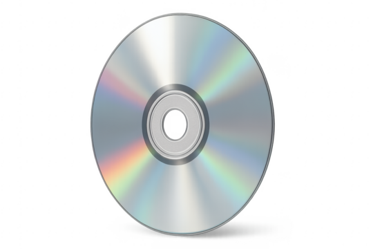 Compact Disc on Transparent Background Reflecting Rainbow Colors