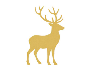 Obraz premium Golden christmas deer silhouette on transparent background