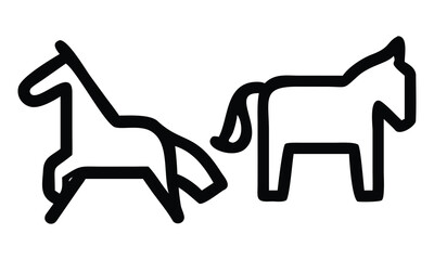 Vector icon of a rocking horse with a woman and a dog