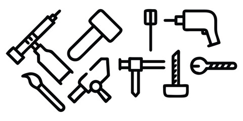 Set of gardening and construction tools vector illustration