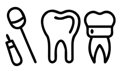 Tooth and dental instruments vector illustration set on a clean background