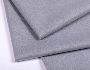 Gray fabric folds on white background