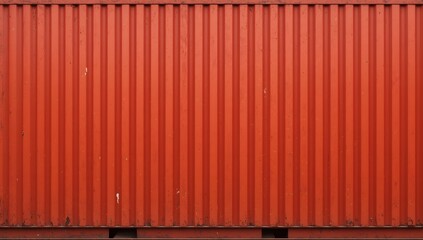 red shipping container wall with weathered metal details