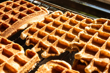 Belgian vanilla waffles, home made in Brussels, Belgium
