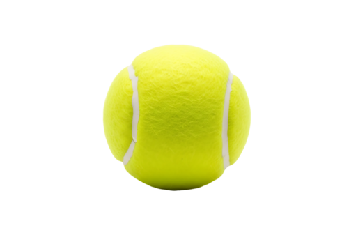 A bright yellow tennis ball sits centered against a black background.
