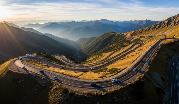 Bergpass mit Serpentinenstra&szlig;e