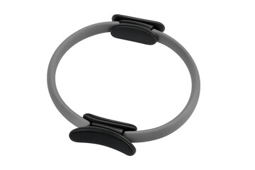 Pilates ring with black handles on transparent background for fitness training