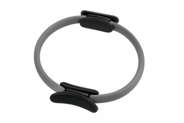 Pilates ring with black handles on transparent background for fitness training