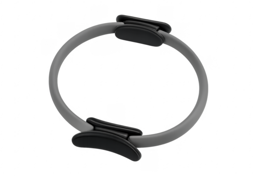 Pilates ring with black handles on transparent background for fitness training
