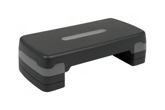 Adjustable aerobic stepper on transparent background promoting fitness and exercise