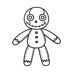 Mysterious voodoo doll illustration with mystical elements and symbolic details