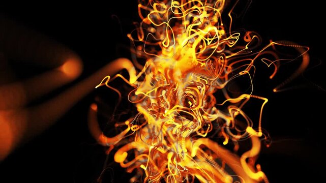 High-resolution 4K footage of a captivating abstract background with glowing yellow lines evolving and intertwining in a seamless loop.