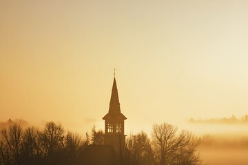 Obraz premium Church steeple at sunrise