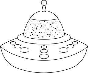 Flying saucer fantasy vehicle black-and-white