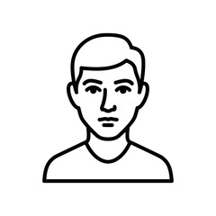 Vector Icon of a Male Face in Simple Line Art Style  
