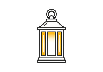 A simple, outlined illustration of a lantern, showcasing warm, glowing light.