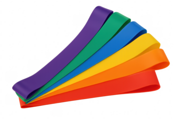 Set of colorful resistance bands for fitness training on transparent background