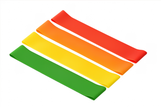 Set of colorful resistance bands for fitness training on transparent background