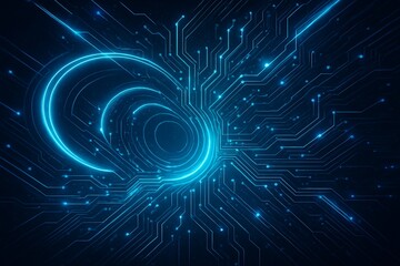 Swirling Neon Circuit Network