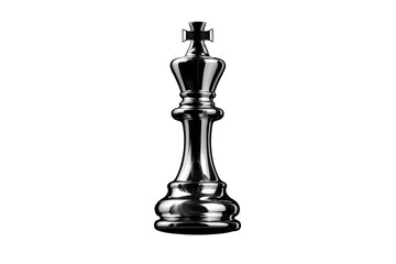 Fototapeta premium Silver king chess piece standing on transparent background