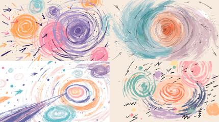 Abstract pastel swirl artwork with dynamic brush strokes in purple, teal, and coral tones. Modern artistic painting perfect for creative backgrounds and designs.