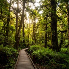 Obraz premium Lush forest walkway