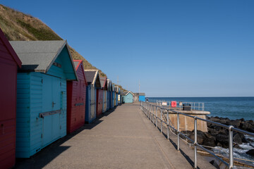 Sheringham seafront and promenade on a bright and sunny day