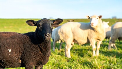 Fototapeta premium Black sheep in a field