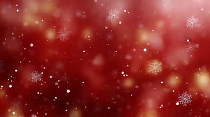 Obraz premium Falling glitter and snowflakes on red background. Festive winter abstract design for greeting card or banner. Christmas holiday season.