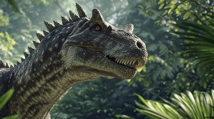 An Amargasaurus dinosaur in the jungle generative ai